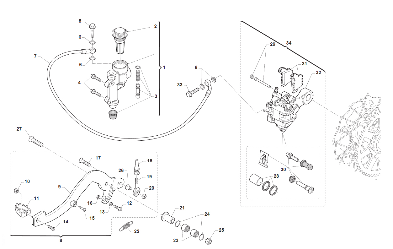 2T 85/100 MX/SMX JUNIOR FROM 2018 TO 2024 - FRAME - REAR BRAKE